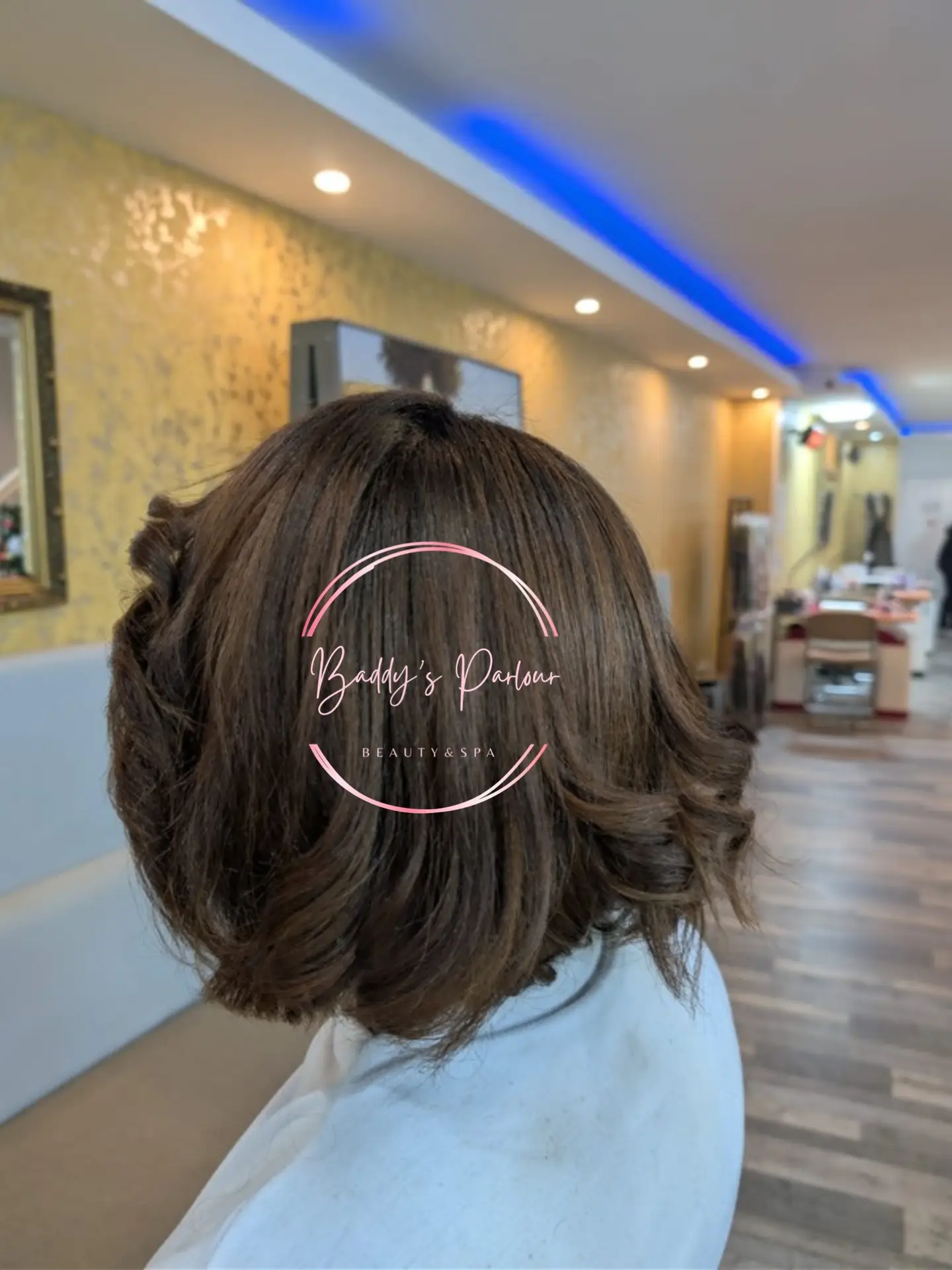 Layered bob blow-dry at Baddy's Parlour, Bolton