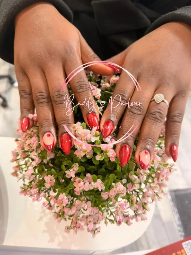 Coral gel nails at Baddy's Parlour, Bolton