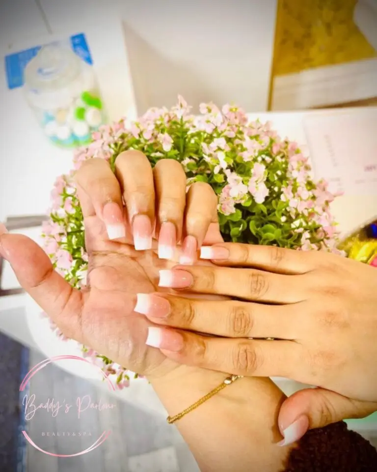 French manicure nails at Baddy's Parlour, Bolton